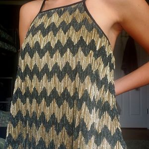 Gold and Black Halter Top